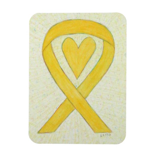 Yellow Awareness Ribbon Herz Custom Magnet Geschen (Vertikal)