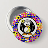 Yellow Awareness Ribbon Penguin Button (Vorne & Hinten)