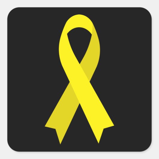 Yellow Awareness Ribbon von Janz Black Quadratischer Aufkleber (Vorderseite)