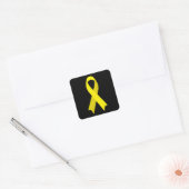 Yellow Awareness Ribbon von Janz Black Quadratischer Aufkleber (Umschlag)