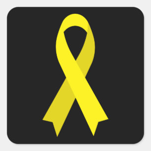 Yellow Awareness Ribbon von Janz Black Quadratischer Aufkleber