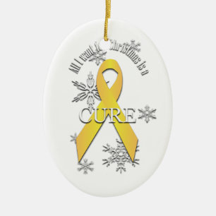 Yellow Awareness Ribbon Weihnachtskur Ornament