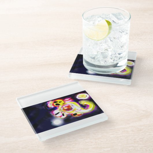 Yellow axolotl fun  glasuntersetzer (Schrägansicht)