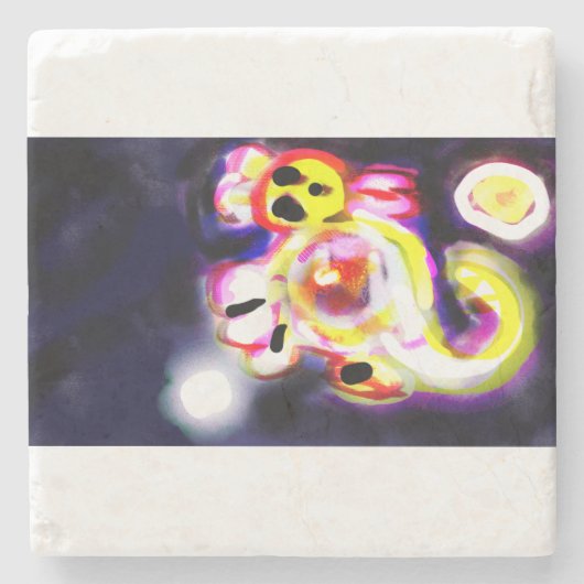 Yellow axolotl fun  steinuntersetzer (Vorderseite)