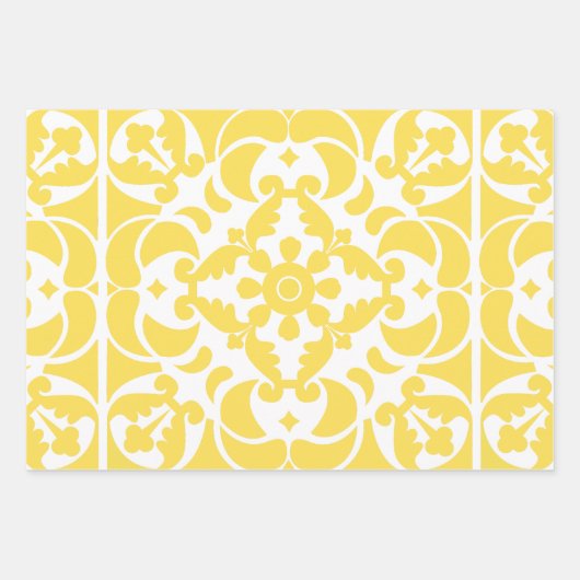 Yellow Azulejos Portugiesisches Mittelmeer Geschenkpapier Set (Vorderseite 3)