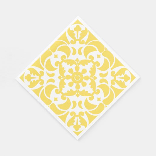 Yellow Azulejos Portugiesisches Mittelmeer Serviette (Ecke)