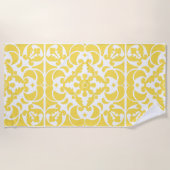 Yellow Azulejos Portugiesisches Mittelmeer Strandtuch (Vorderseite)