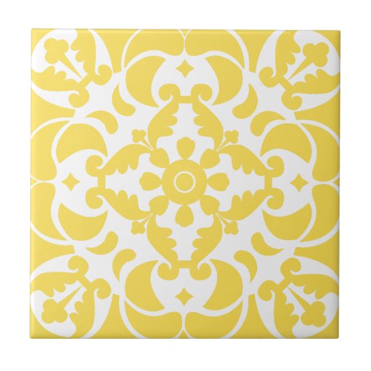 Yellow Azulejos Portuguese Spanish Mediterranean Fliese (Vorderseite)