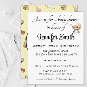 Yellow Baby Boy oder Girl Modern Baby Shower Einladung