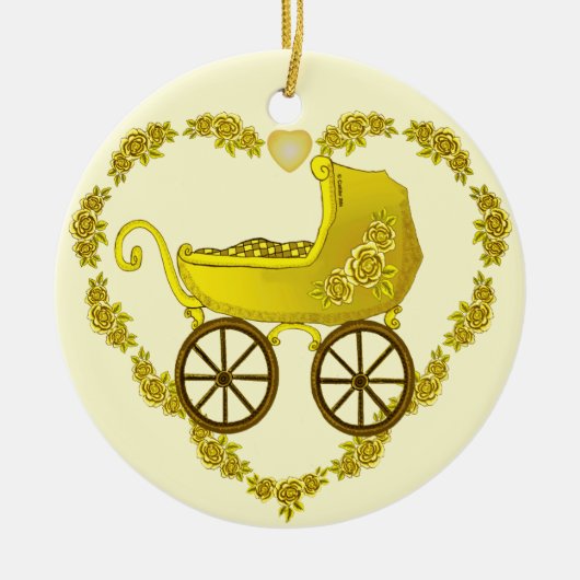 Yellow Baby Buggy Keramik Ornament (Vorne)