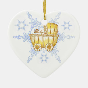 Yellow Baby Buggy SnowFlake Keramik Keramik Ornament