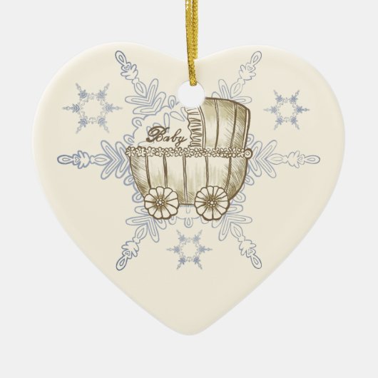 Yellow Baby Buggy SnowFlake Keramik Ornament (Vorne)