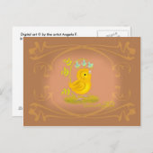 Yellow Baby Chick mit Bluebell Blume Postcard Postkarte (Vorne/Hinten)