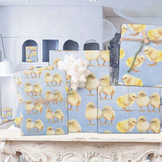 Yellow Baby Chickadee Birds Gender Neutral Baby Geschenkpapier Set