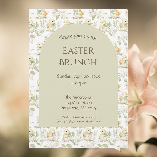 Yellow Baby Chicks Osterbrunch Einladung