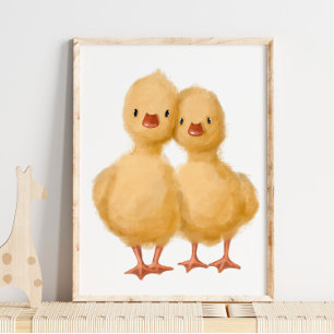 Yellow Baby Chicks Print Baby Chicks Wasserfarbe Poster