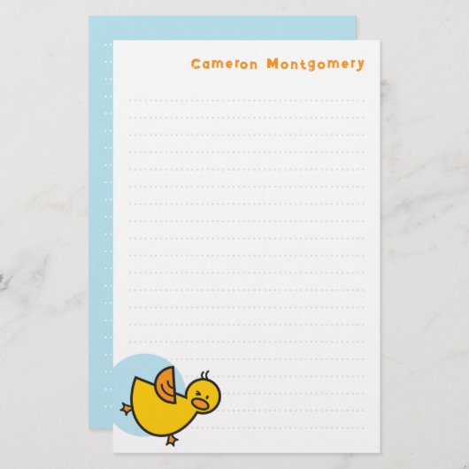 Yellow Baby Duck Blue Dot Kid's Vielen Dank Briefpapier (Vorne/Hinten)