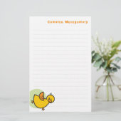 Yellow Baby Duck Green Dot Kid's Vielen Dank Briefpapier (Stehend Vorderseite)