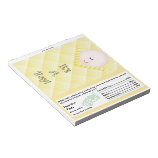 Yellow Baby Dusche Candy Bar Wrapper Gastgeschenk Notizblock (angewinkelt)