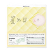 Yellow Baby Dusche Candy Bar Wrapper Gastgeschenk Notizblock (Vorderseite)