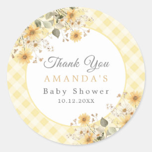 Yellow Baby Dusche Vielen Dank Runder Aufkleber