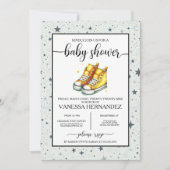 Yellow Baby High Tops Babydusche Einladung (Vorderseite)