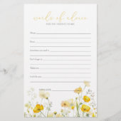 Yellow Baby in Bloom Wildblume Babyberatungskarte (Vorderseite)