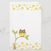 Yellow Baby Owl Briefpapier (Vorne/Hinten)