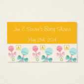 Yellow Baby Rattle Baby Shower Drink Ticket (Rückseite)