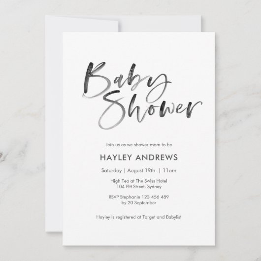 Yellow Baby Shower Einladung - handschriftlich (Vorderseite)