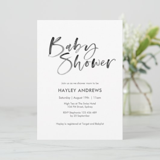 Yellow Baby Shower Einladung - handschriftlich (Stehend Vorderseite)