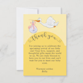 Yellow Baby Shower Storch Danke Karte