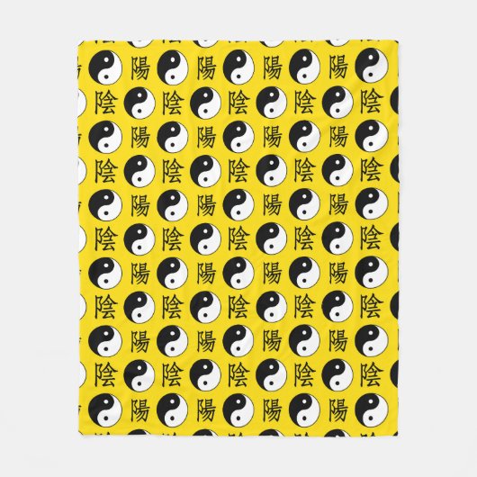 Yellow Background Chinesisches Yinyang-Muster Fleecedecke (Vorderseite)