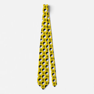 Yellow Background Chinesisches Yinyang-Muster Krawatte