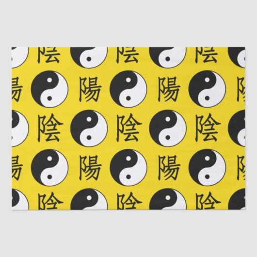 Yellow Background Chinesisches Yinyang-Muster Seidenpapier (Vorderseite)