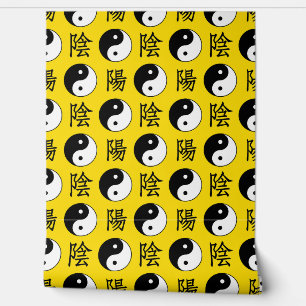 Yellow Background Chinesisches Yinyang-Muster Tapete