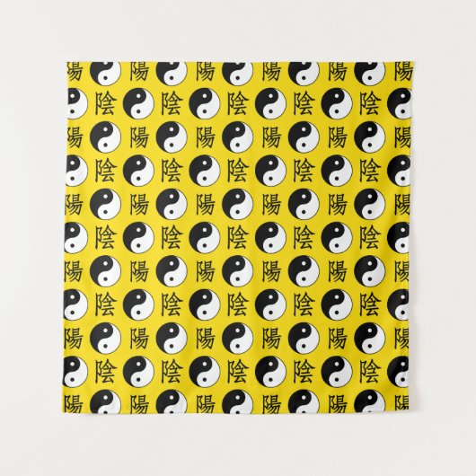 Yellow Background Chinesisches Yinyang-Muster Wandteppich (Vorderseite)