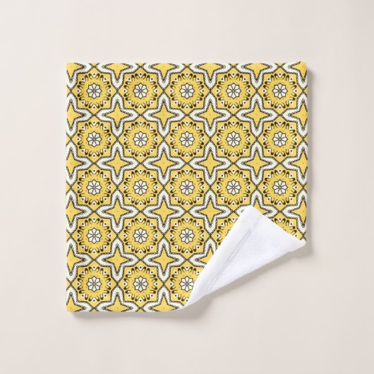 Yellow background star geometric pattern badhandtuch set (Waschlappen)