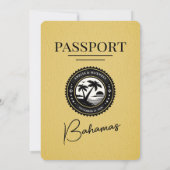 Yellow Bahamas Passport Hochzeitseinladung Einladung (Rückseite)