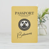 Yellow Bahamas Passport Save the Date (Stehend Vorderseite)
