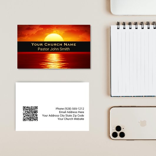 Yellow Ball Reflection Church Pastor QR Code Visitenkarte