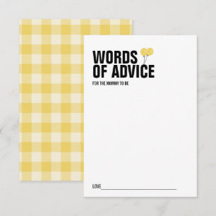 Yellow Balloon Baby Shower Mommy Advice Card Einladung