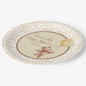 Yellow Balloon Teddy Bear Baby Shower Paper Plate Pappteller (Schrägansicht)