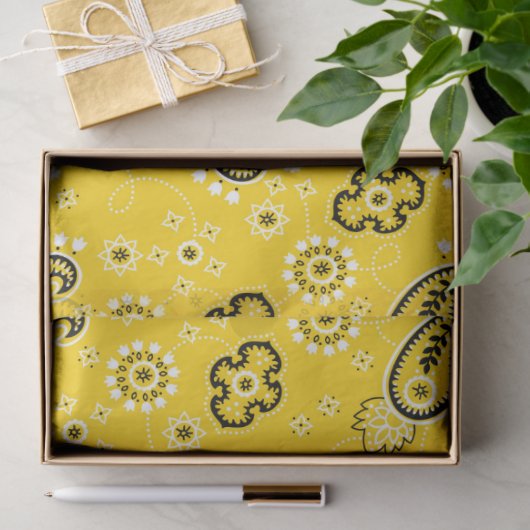 Yellow Bandana Modern Cowboy Cowgirl Fun Seidenpapier (Geschenk)