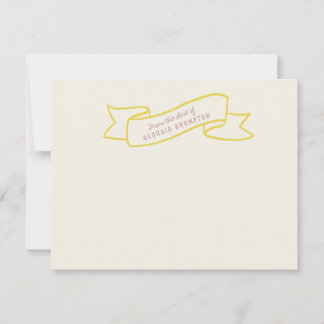 Yellow Banner Violet Purple Personalized Name Mitteilungskarte