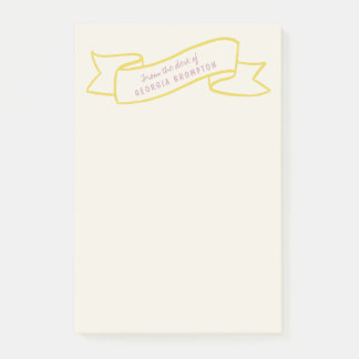 Yellow Banner Violet Purple Personalized Name Post-it Klebezettel