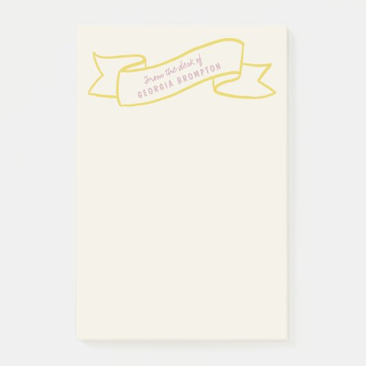 Yellow Banner Violet Purple Personalized Name Post-it Klebezettel (Vorderseite)