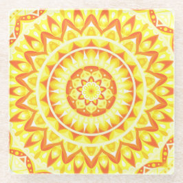 Yellow Base Mandala Glasuntersetzer