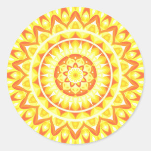 Yellow Base Mandala Runder Aufkleber