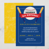 Yellow Baseball Boys Geburtstagsparty Einladung (Vorne/Hinten)